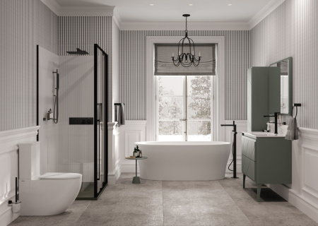 Душевой уголок Allen Brau Fantasy 3.11006.31 + 3.11013.31 120х90 стекло прозрачное профиль черный без поддона